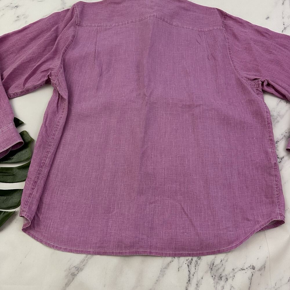 Tommy Bahama Mens Linen Shirt Size XL Purple Long Sleeve Button Front Solid - Picture 14 of 14